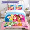 Strawberry Princess Cartoon Printed 3PCS Bedding Set Soft Breathable Duvet Cover Pillowcases Set Washable Bedroom Decor Home Gift