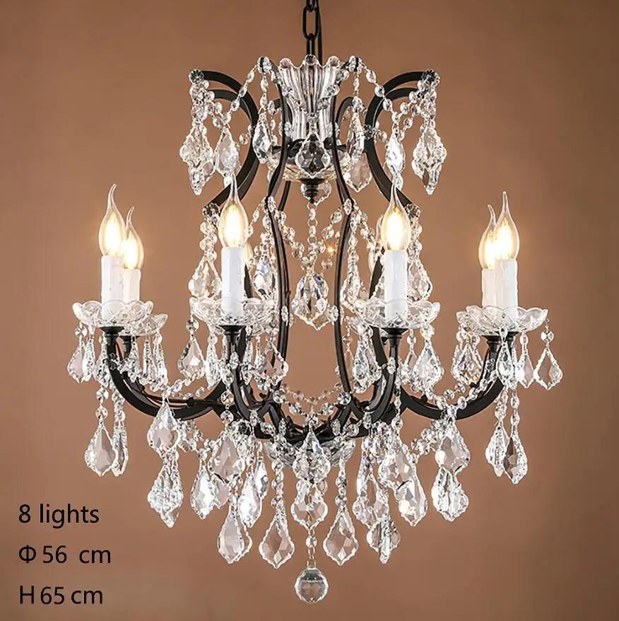 European retro crystal chandelier E14 attic living room bedroom home decoration luxury villa dining room candle LED chandelier