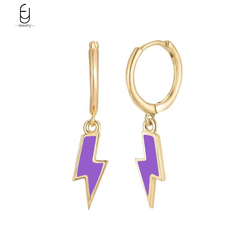 925 Silver Needle Vintage Gold Earrings for women Fashion Lightning Pendant Hoop Earrings Wedding High Luxury Jewelry