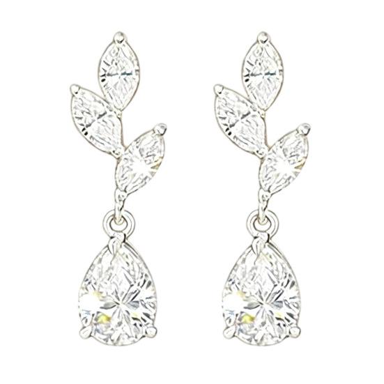 1 Paar Hängeohrringe Zirkonia-Intarsien Wassertropfen-Design Funkelnde Brautohrringe Hochzeitsfeier Schmuck-Essentials