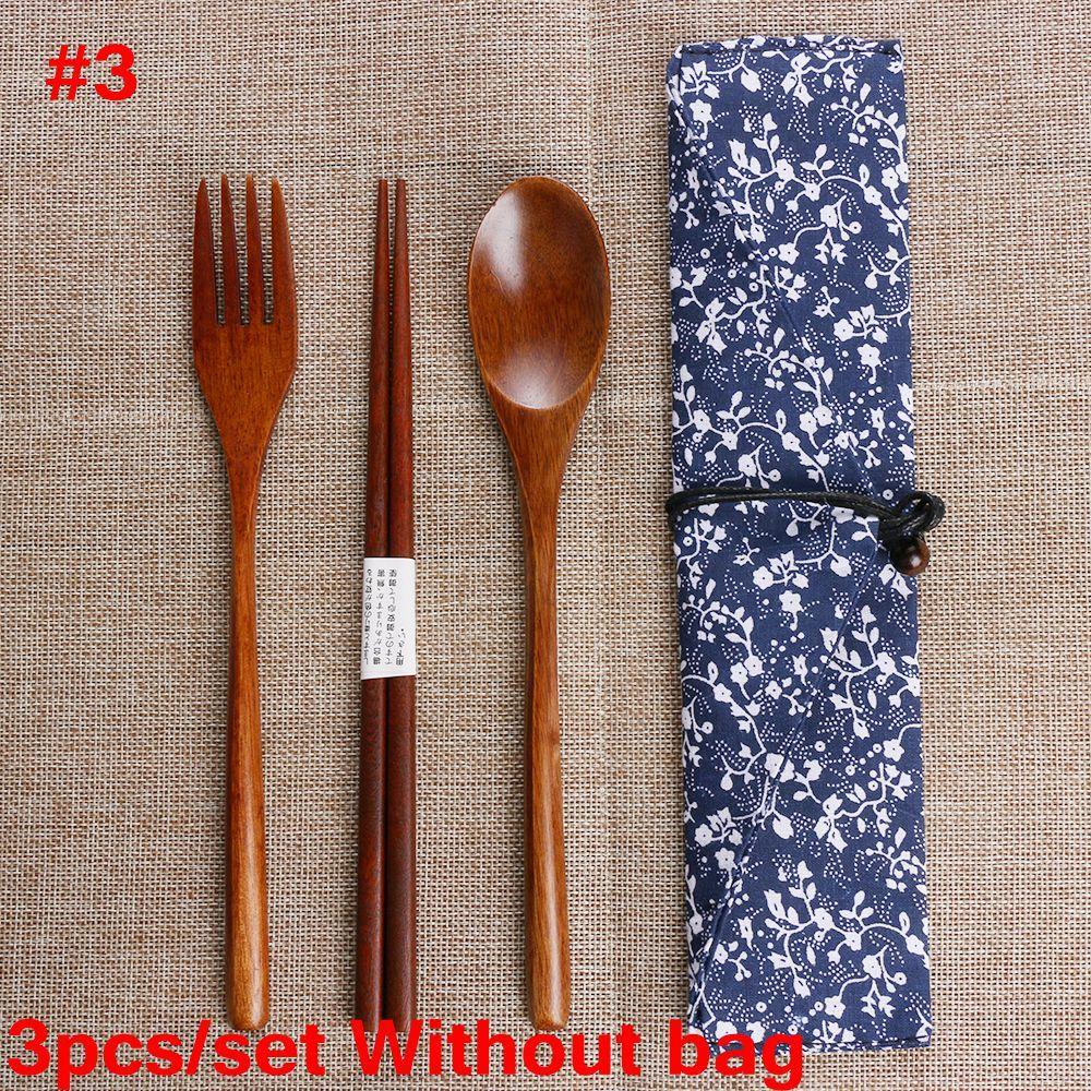 High Quality Natural Wooden Fork Spoon Chopsticks Tableware W/Pouch Set New High Quality Natural Wooden Fork Spoon Chopsticks Tableware W/Pouch Set New
