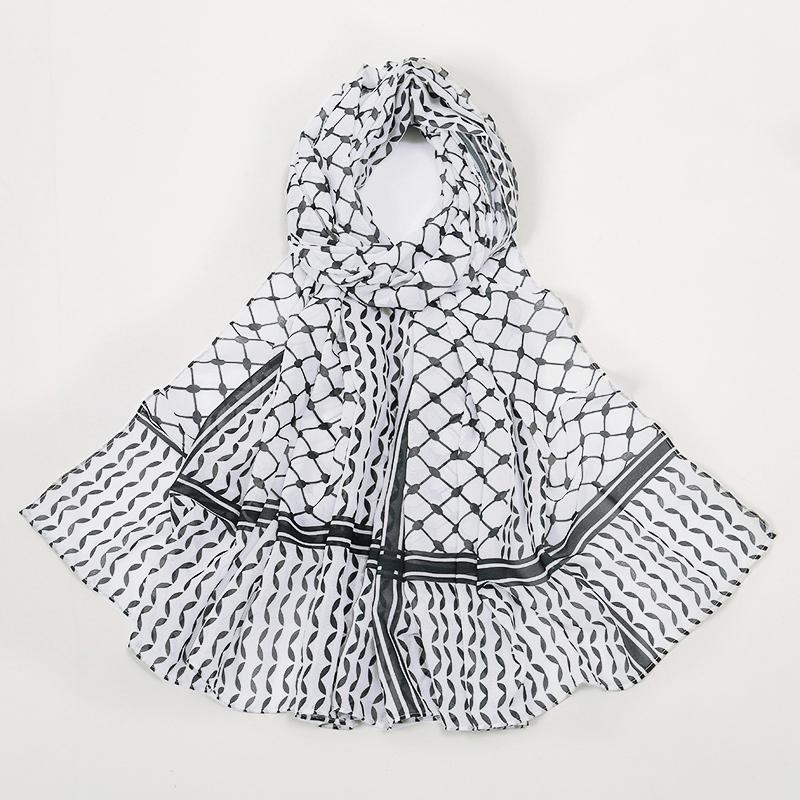 Arab Chiffon Scarf Women Muslim Hijab Islamic Scarves Shawl Printed Arab Long Prayer Scarf Breathable Uae Plaid Long Scarf