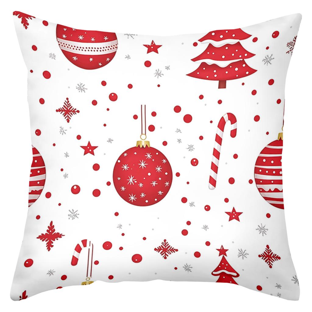 1 Pieces Christmas Red Patterned Cushion Covers Decorative Polyester Pillowcase, Sofa Decorative Cushion Cov Headboard Pillow