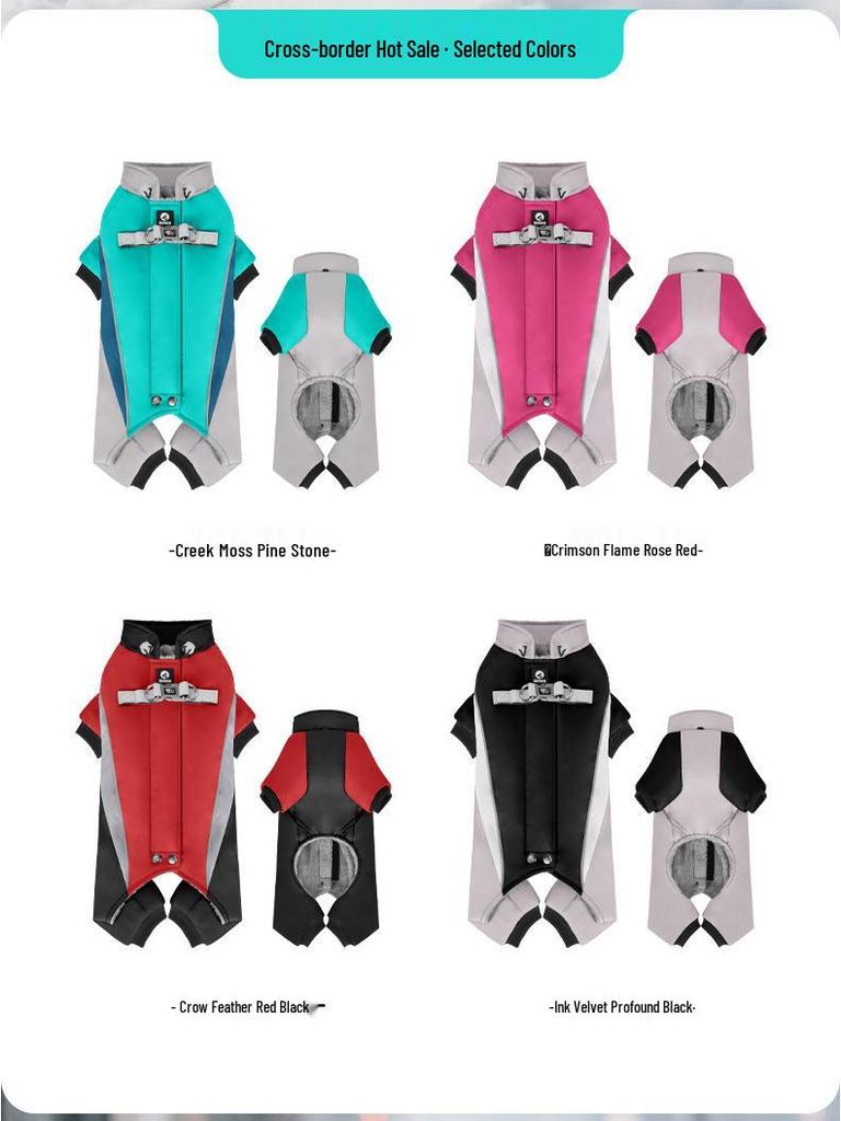 Reflective Four-Legged Cotton Dog Coat for Cold Weather