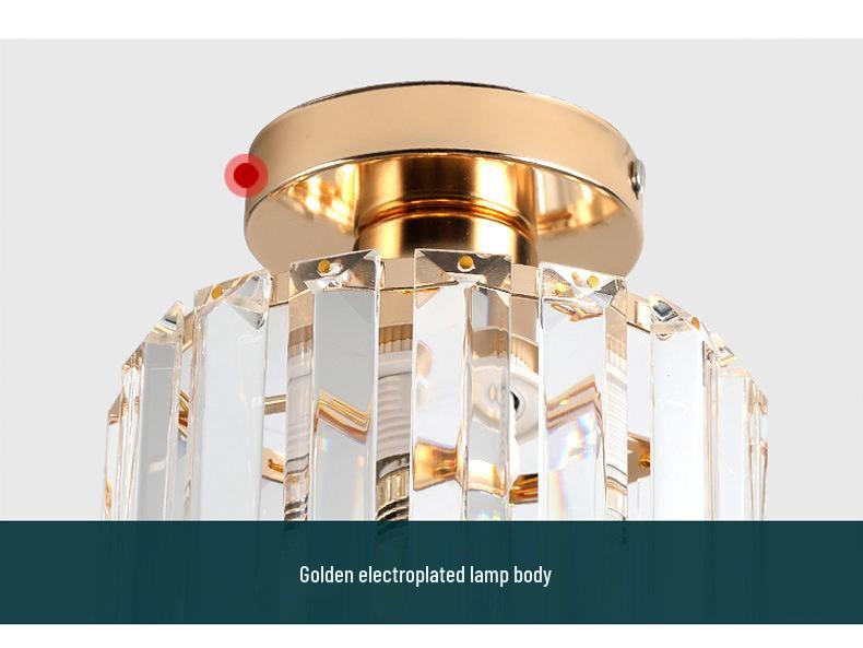 Elegant Gold Crystal Chandelier for Corridor, Balcony, or Cloakroom - Surface-Mounted Decorative Downlight