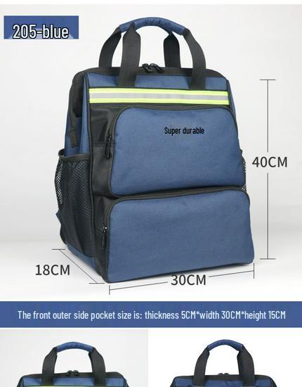 Multifunctional Double Shoulder Tool Backpack, Wear-Resistant Canvas, Large Capacity, Portable Electrician's Repair Bag