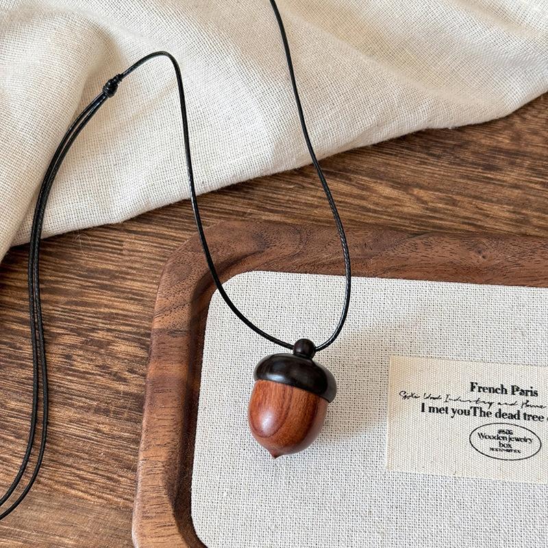 Creative Openable Acorn Pendant Long Necklaces Choker For Women Men Niche Sweater Chain Jewelry Gift