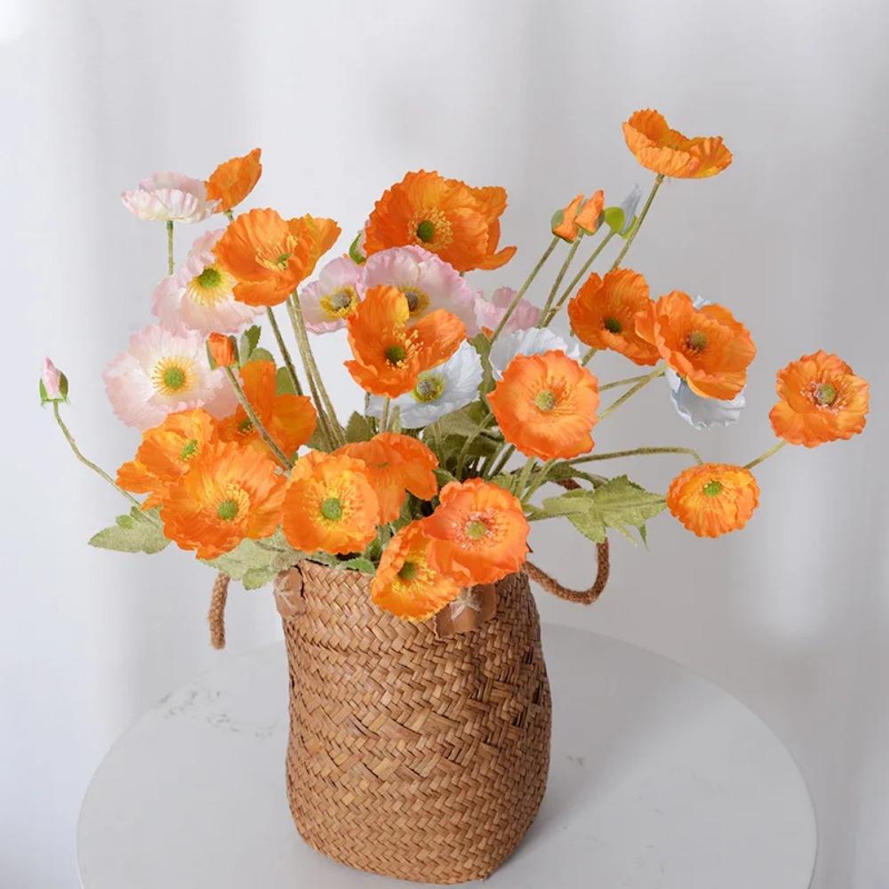 Artificial Poppy Flowers Bouquet Silk Fake Flowers For Home Decor Garden Marriage Party Wedding Decoration DIY Vase Accessories