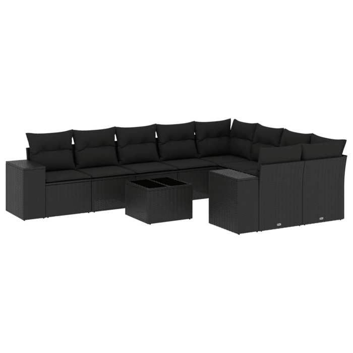 VidaXL Garden Lounge Set with Cushions 10 Pcs, Patio Sofas, Patio Furniture Set, Outdoor Furniture, Black 3223044