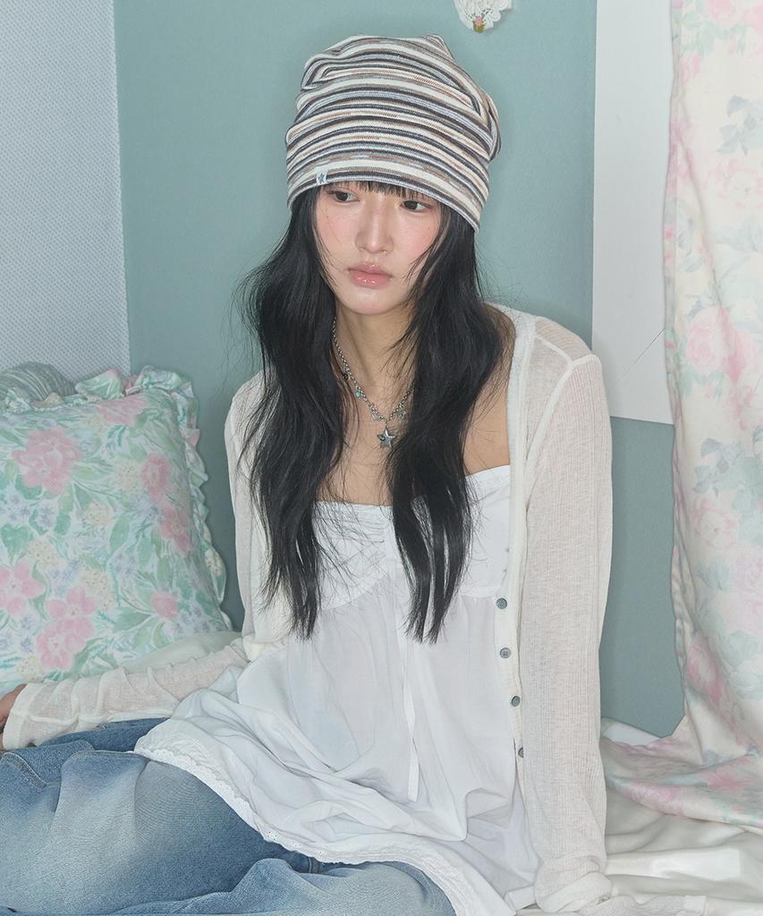 Kiibi Vintage Stripe Beanie Brown
