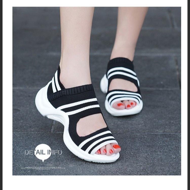 Knitted Mesh Sandals 2025: Thick Sole, Lightweight, Summer Sports Casual, Round Toe Women's Footwear
