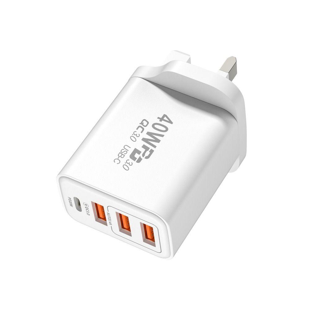 Durable 40W USB C Charging Plug 4Ports TypeC Charging Block Fast Charging USB Wall Charger Adapter