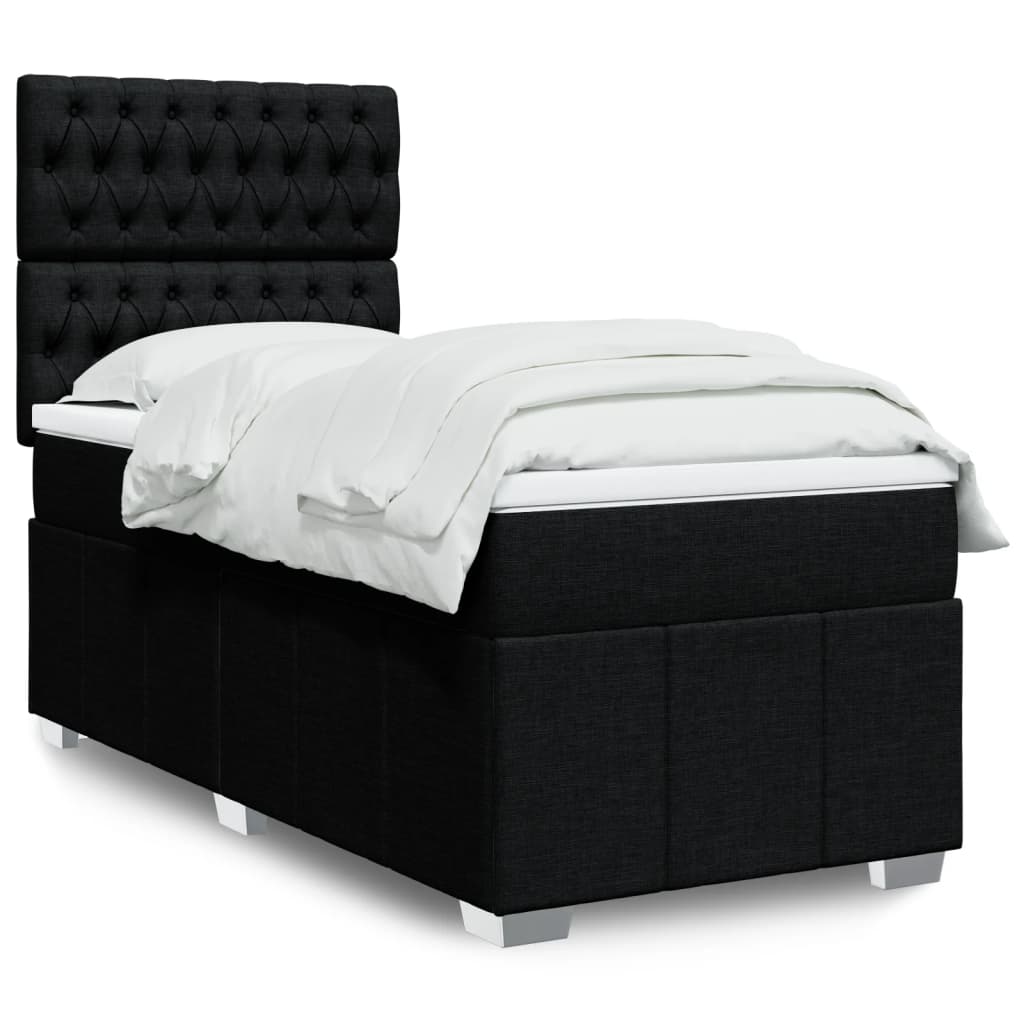 Vidaxl Kontinentalbett Mit Matratze, Schwarz, Stoff, 80X200 Cm