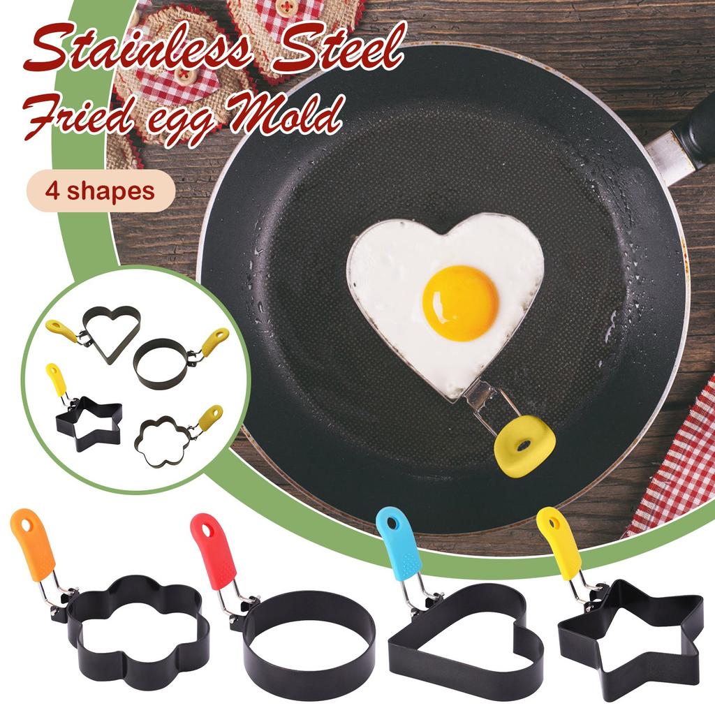 Egg Ring With Foldable Handle, Stainless Steel Heart Shaped Egg Rings For Frying Eggs, English Muffins, Cooking Breakfast Sandwich Burger