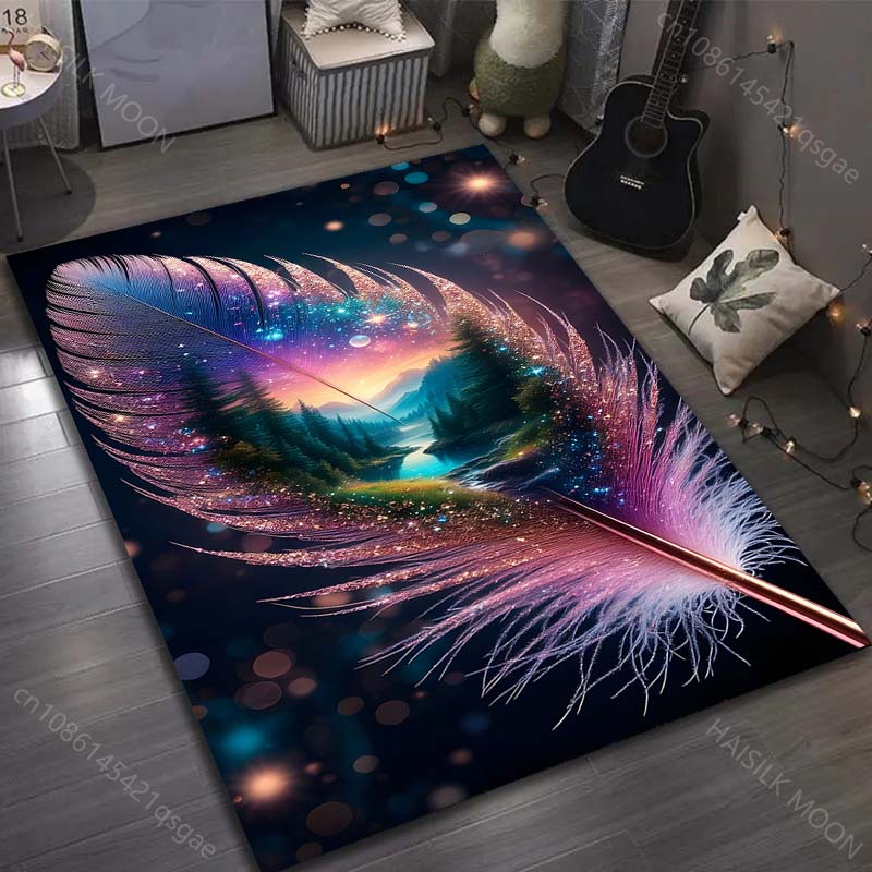 Creative Feather World Pattern Carpet for Bedroom Living Room Bedside Sofa Floor Mat Modern Home Decor Area Rug Fast Shipping