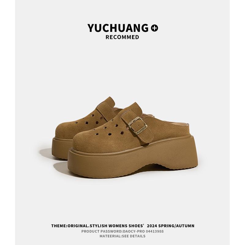 

m Универсальные легкие перфорированные туфли женские летние новые толстоподошвенные шлепанцы с закрытым носком можно носить на улице 40 жёлтый