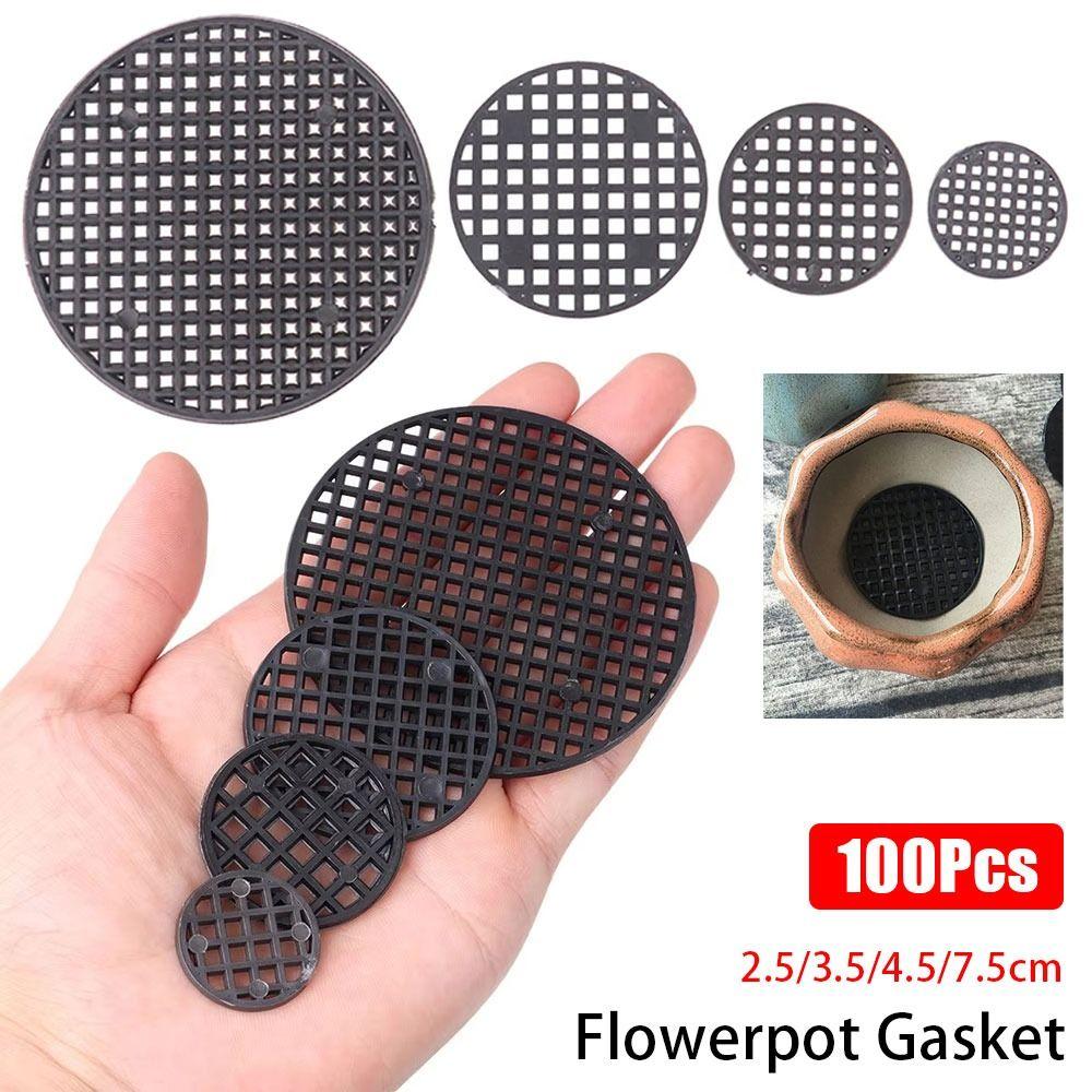 100/200/300Pcs Hole Bonsai Basin Grid Bottom Pad Plastic Round Mesh Grid Mat Flowerpot Gasket