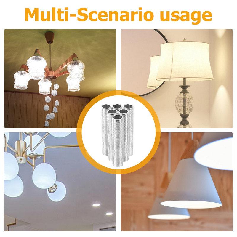 20Pcs M10x5 Thread Hollow Lamp Pipe Nipple Galvanized Iron for Lamp Repair Pipe Connector Chandeliers Candelabras Lighting