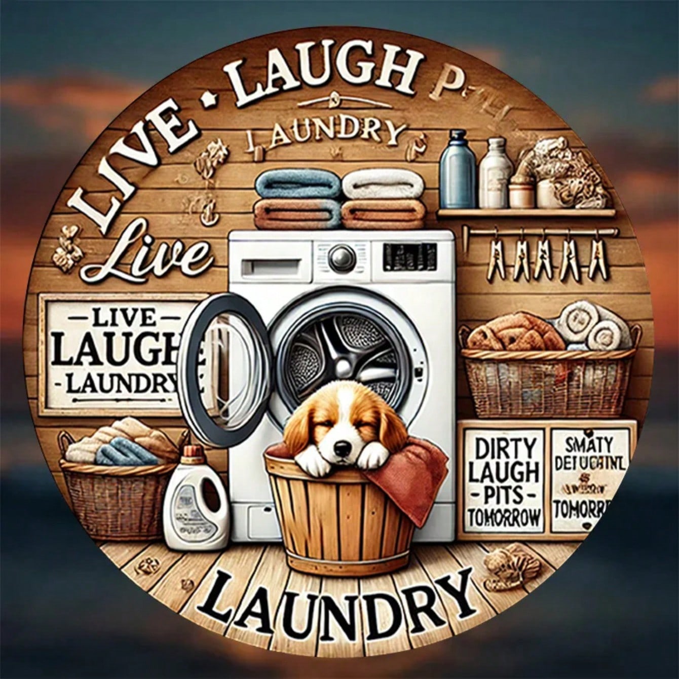 

2D Metal Wall Art Circular Sign Home Bar Cafe Decor 20x20 різнокольоровий
