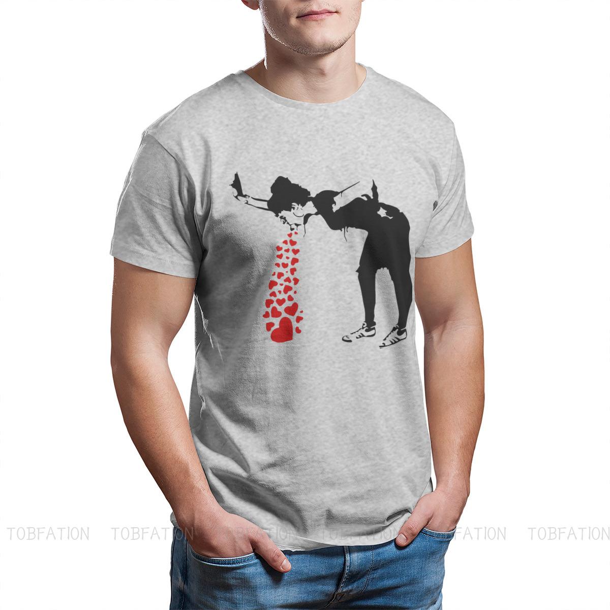 

Футболка с граффити Бэнкси о любви, повседневная панк-футболка, топы для мужчин, модные футболки из чистого хлопка 4XL