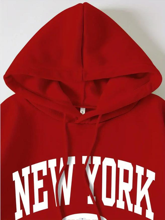 Unisex 2025 New York Casual Hoodie - Fashionable & Comfortable Loose Sweatshirt for Couples