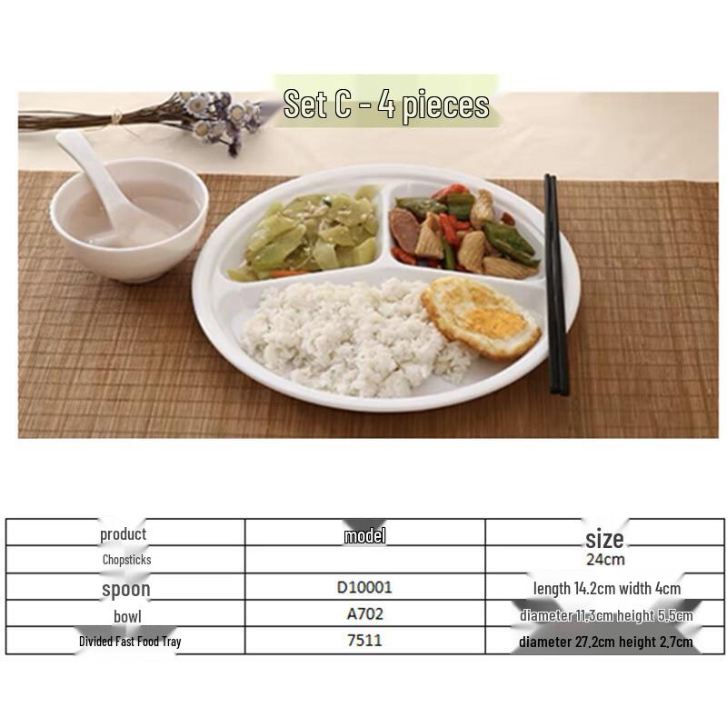 Four-Compartment Melamine Dinner Tray