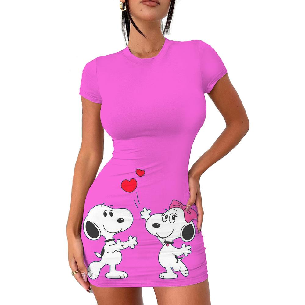 2026 Summer Disney Stitch 3D Cartoon Printed Girl Dress Short Sleeve Women's/Adult Parent-Child Dress Kawaii Beach Party Dress