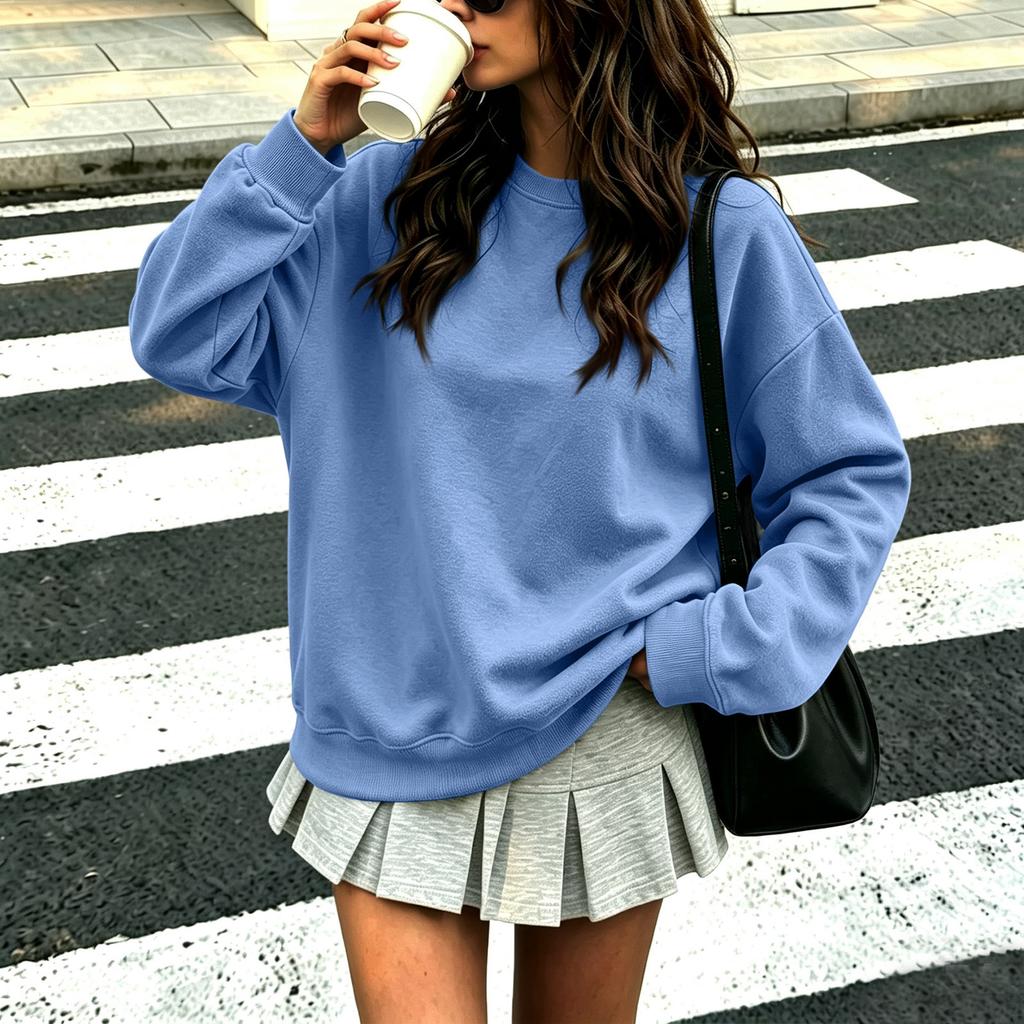 Women's Fashion Long Sleeve Neck Sweatshirt Pullover Top