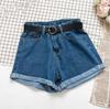 Fashion Women Denim Shorts Crimping High Waist Wide Leg Slim Summer Jeans Shorts Girls Sexy Shorts Pants