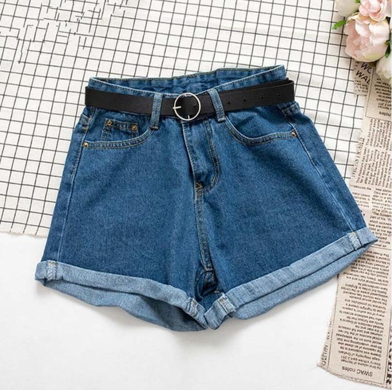 Fashion Women Denim Shorts Crimping High Waist Wide Leg Slim Summer Jeans Shorts Girls Sexy Shorts Pants