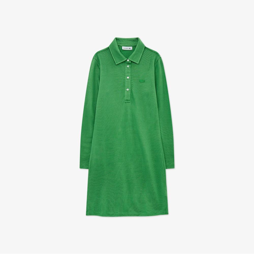 [lacoste] Women's Shiny Pique Long Sleeve Dress EF9901-56GNPA