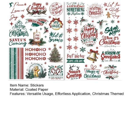Yuletide Memories Stickers Rub-on Transfer Stickers Scrapbook Journal Stickers for Christmas Cards Photo Album