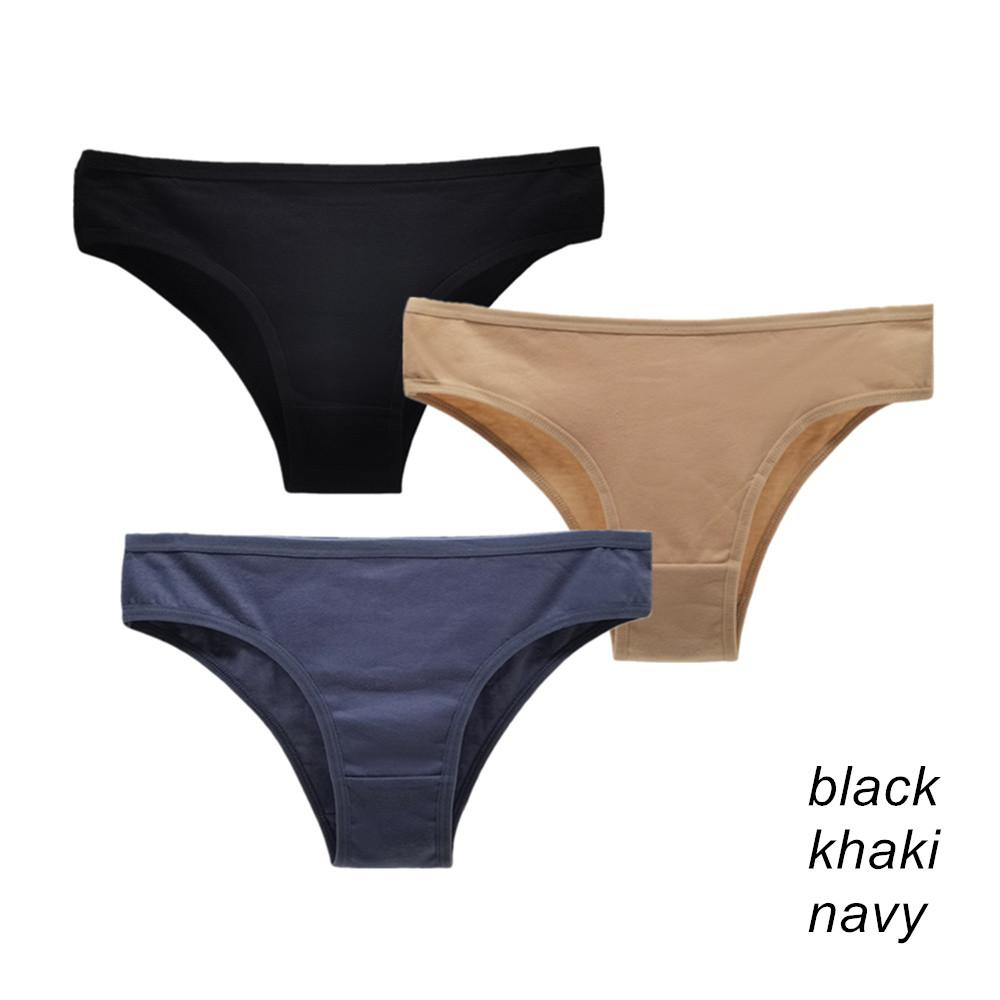 3Pcs/Lot Cotton Panties for Plus Size Women Low Rise Bikini Brief Girls Sexy Lingeries Solid Panty Female Intimate