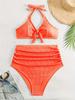 Plus Size Women's Tummy Control Maternity Swimsuit - Solid Color Fashion for European & American Styles, Ideal for Vacations & Hot Springs