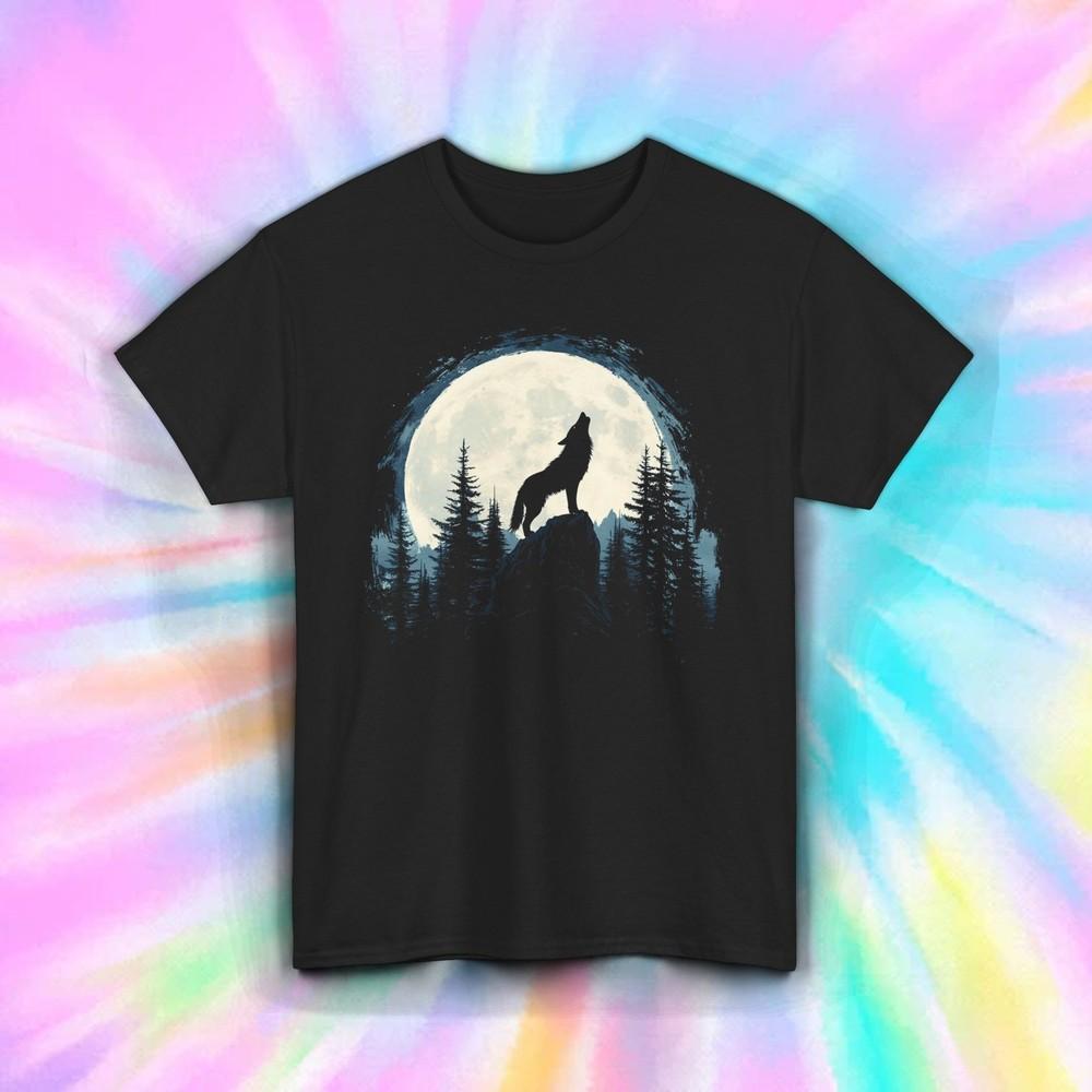 

Wolf Howling at Full Moon Shirt Forest Nature Night Wilderness Animal Tee S-5XL 3XL