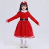 Santa Suit Christmas Santa Clauses Costume for Kids Girls Santa Costume Outfits Bow Headband + Glitter Tutu Dress