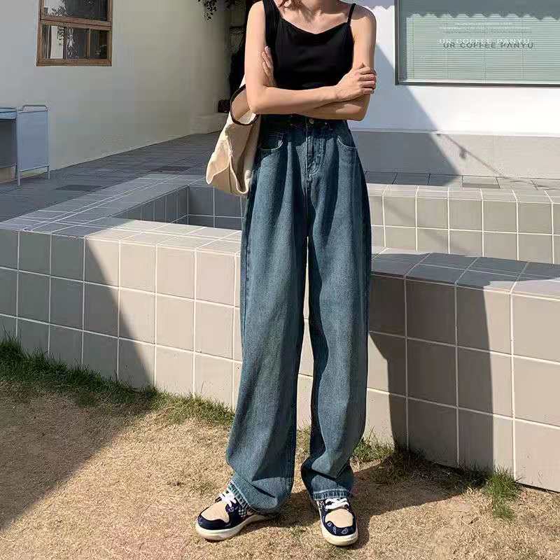 Pantalones vaqueros de pierna ancha de mujer Pantalones vaqueros de calle  de cintura alta de verano Pantalones de mujer comprar a buen precio —  entrega gratuita, reseñas reales con fotos — Joom