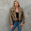 Women's loose-fitting plain-colored trench coat