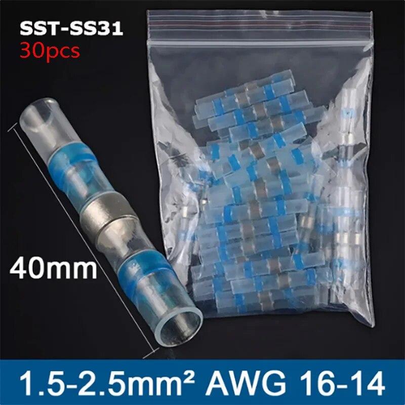 30 Stück Schrumpfschlauch Lötzinnring Klemme Isolierung Wasserdicht Verdrahtungsklemme Drahtverbindung Schrumpf Schnellklemme