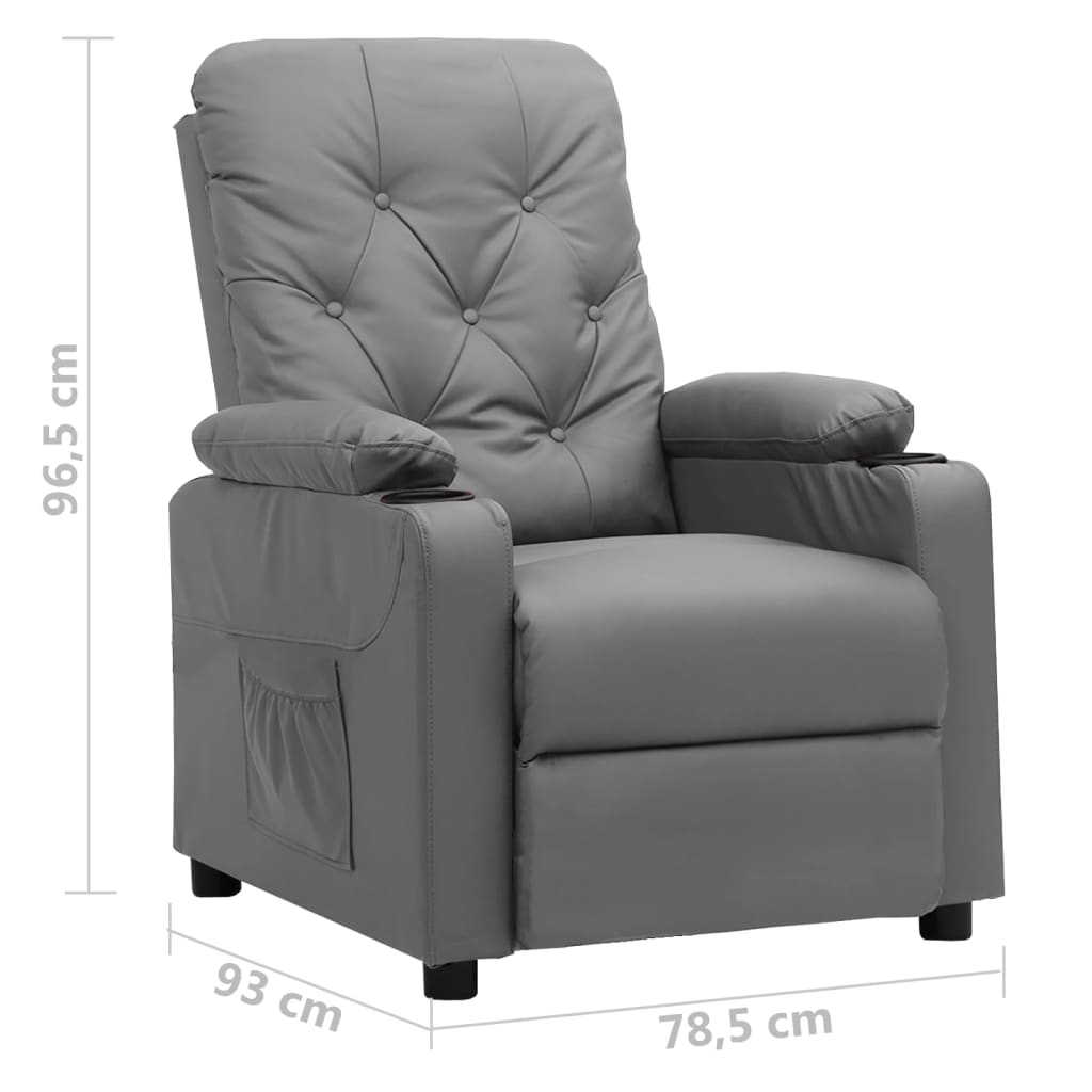 Recliner Chair Gray Faux Leather