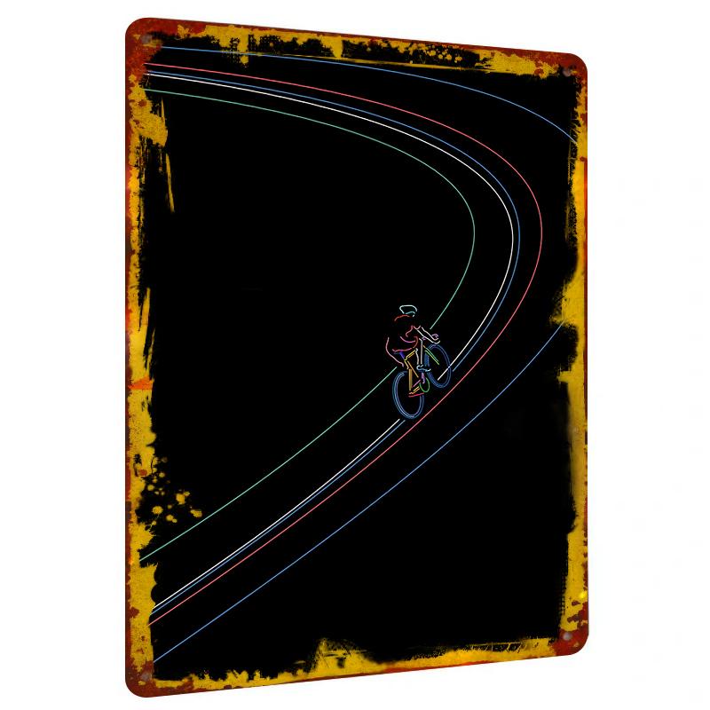 

Cycling Silhouette LED Light Metal Wall Art Modern Home Decor for Sports Enthusiasts Bicycle Track Design 20x30cm（7.8x11.8inch）