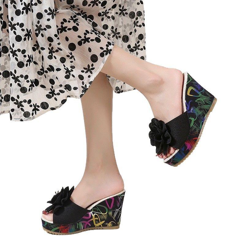 Slippers Female Fish Mouth Thick-soled Muffin Shoes.cm Casual Wedge Sandals Children Spring and Summer