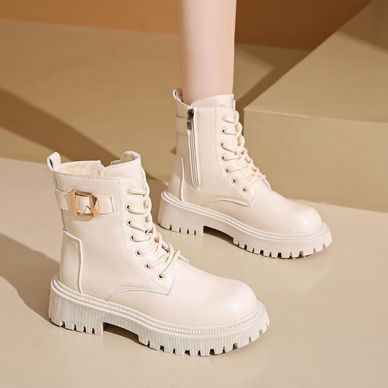 2025 Woman's Fashion Hot Selling High Quality Boots Short Plush Side Zipper Ankle Boots Winter Women Shoes Fashion Round Head
