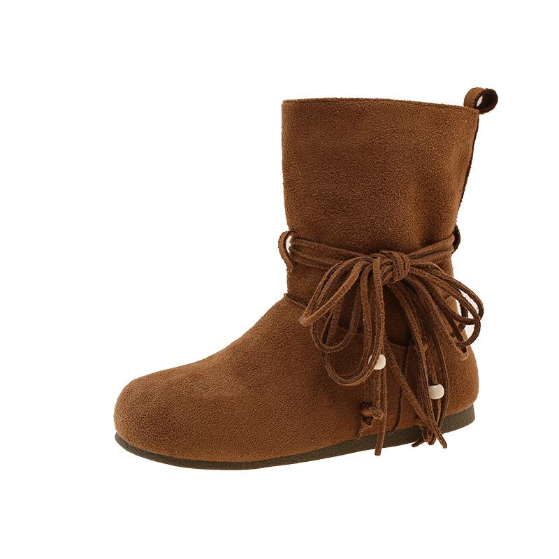 Retro fringed bow Martin boots women's 2025 new comfortable and versatile western cowboy boots