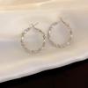 Silver Needle Zircon Star Flower Tassel Stud Earrings - Elegant and Fashionable Women's Accessory