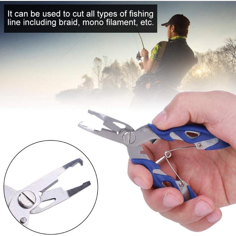 Multi-Function Fishing Plier, Carbon Steel Fishing Line Cutter Fishing Hook Remover Freshwater Saltwater Fishing Split Ring Braid Tool