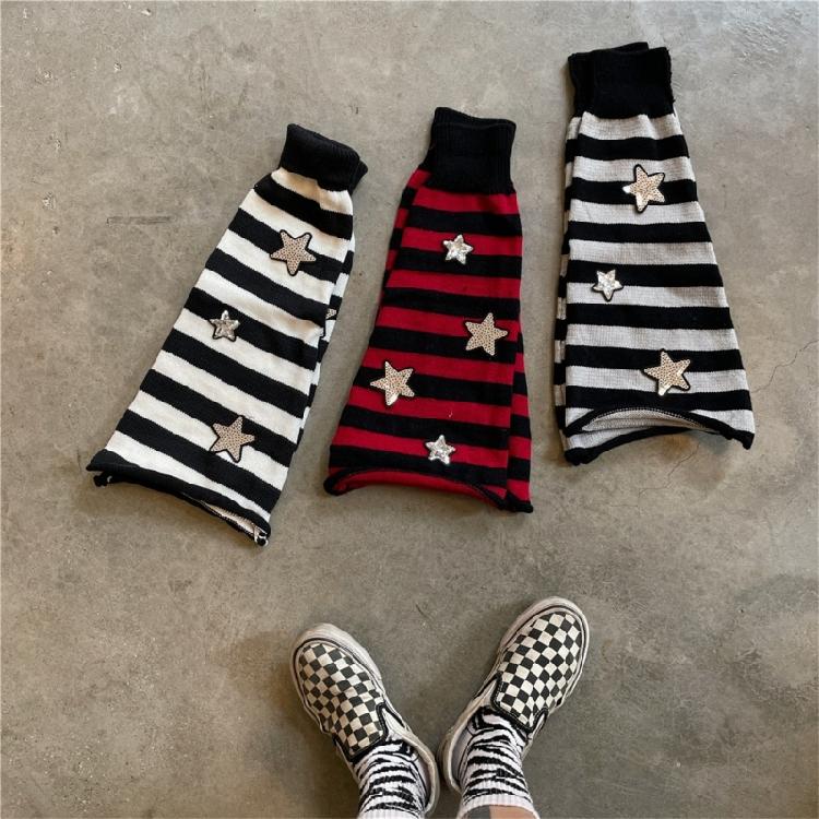 Star Striped Leg Warmers for Women-Lolita Boot Stockings 80s Party Legwarmers