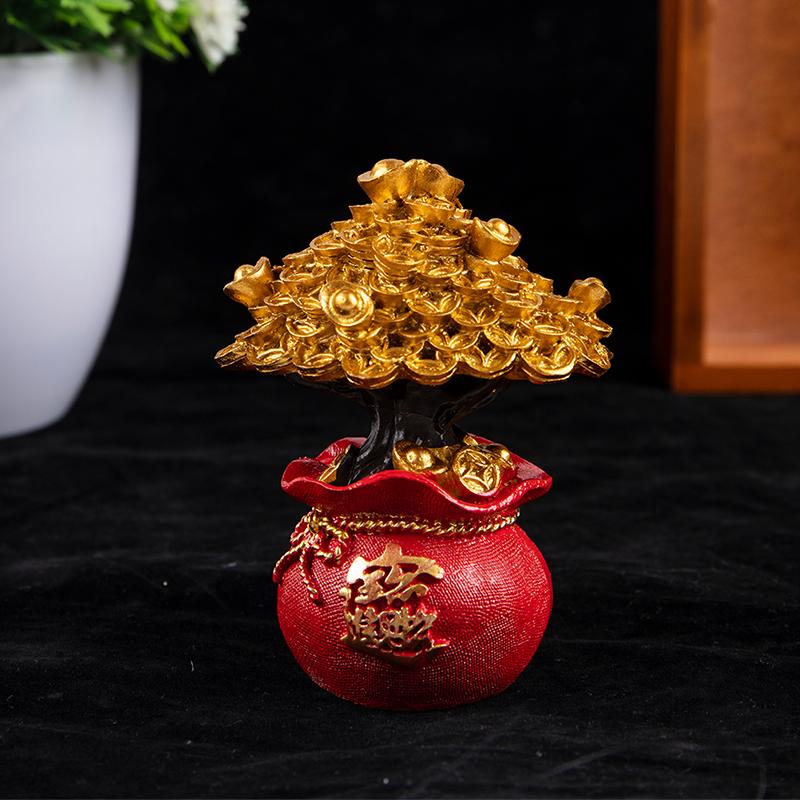 Chinese Feng Shui Decor Money Tree For Wealth And Good Luck Blessing Bag Tabletop Decoration Cake Decoration Home Decoration