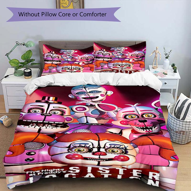 3pcs Duvet Cover Set (1*Duvet Cover + 2*Pillowcase, Without Core), Five Nights At Freddy's Print Bedding Set, Bedroom Decor, All‑Season, Birthday Gift