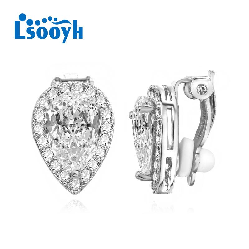 LSOOYH серьги-клипсы, модные серьги для женщин, круглые серьги с кубическим цирконием, ювелирные изделия B